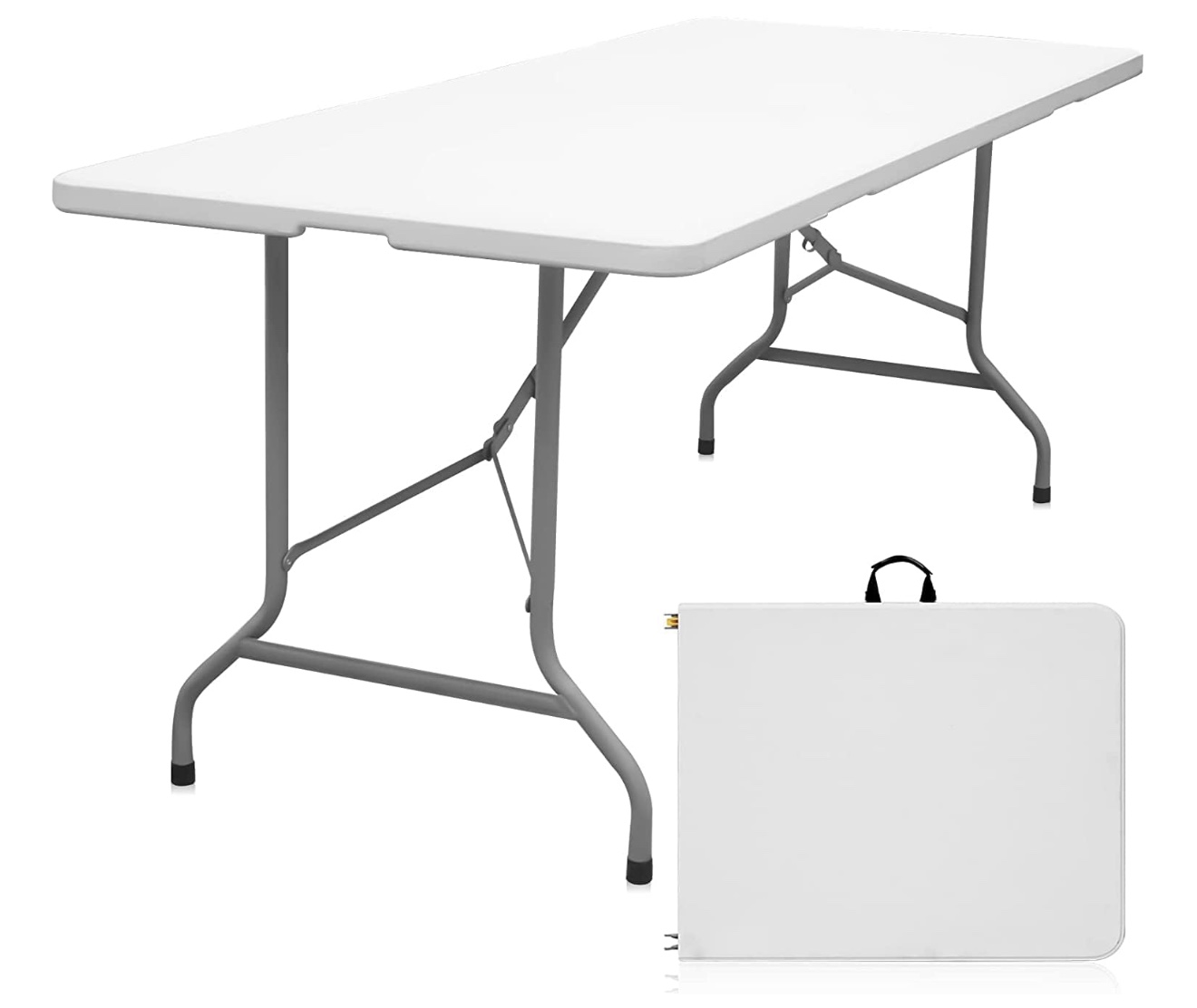 White plastic folding table