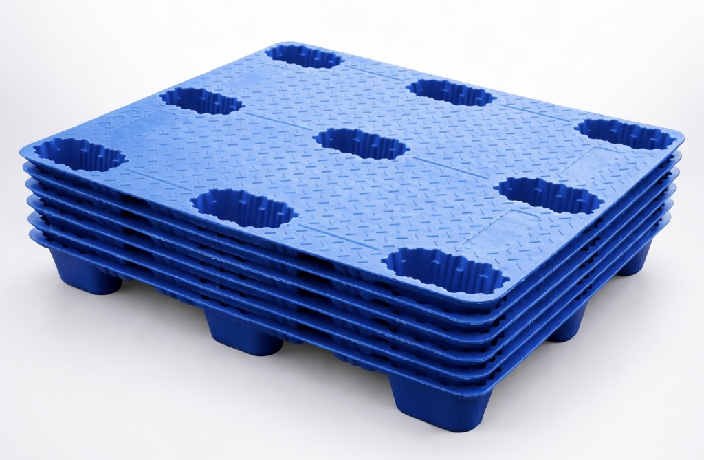 Blue industrial plastic pallet